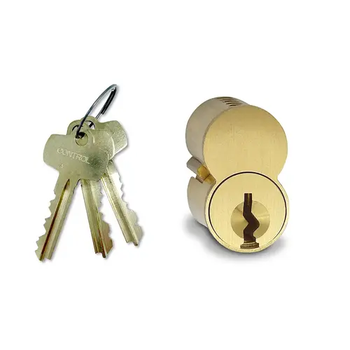 6 Pin SFIC Core with A Keyway Keyed Alike with 2 Cut Keys and 1 Control Key Satin Brass Finish