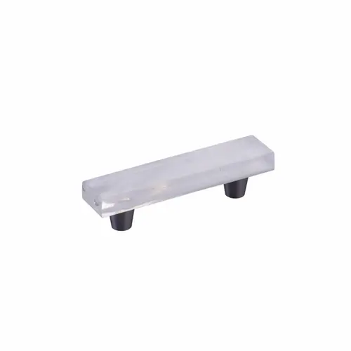 3" Fused Glass Rectangular Cabinet Pull with 4-1/2 x 1 Overall Translucent White and Brushed Stainless Steel Finish