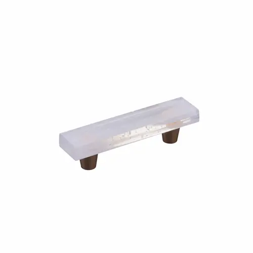 3" Fused Glass Rectangular Cabinet Pull with 4-1/2 x 1 Overall Translucent White with Gold Finish