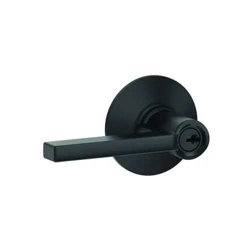 Latitude Lever Keyed Entry Lock C Keyway with 16211 Latch and 10063 Strike Matte Black by Bright Nickel Finish