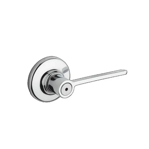 Ladera Lever with Round Rose Privacy Door Lock with 6AL Latch and RCS Strike Bright Chrome Finish