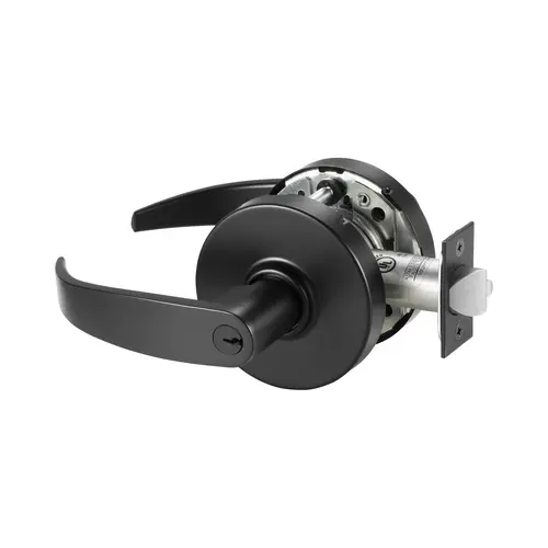 Entrance or Office (F82A) Cylindrical Lever Lock Grade 1 with P Lever and L Rose with Schlage Prep and ASA Strike Black Suede Powder Coat Finish