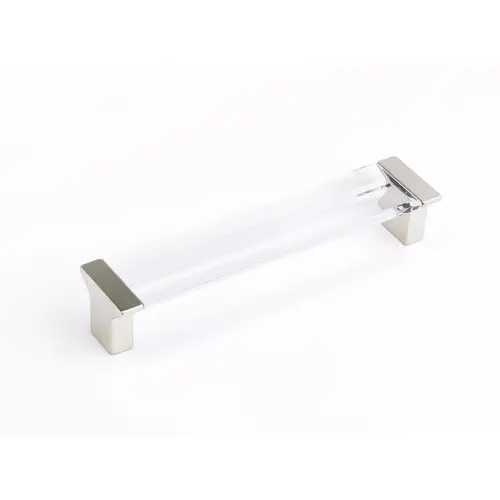 5-1/16" Center to Center Positano Clear Cabinet Pull Satin Nickel Finish