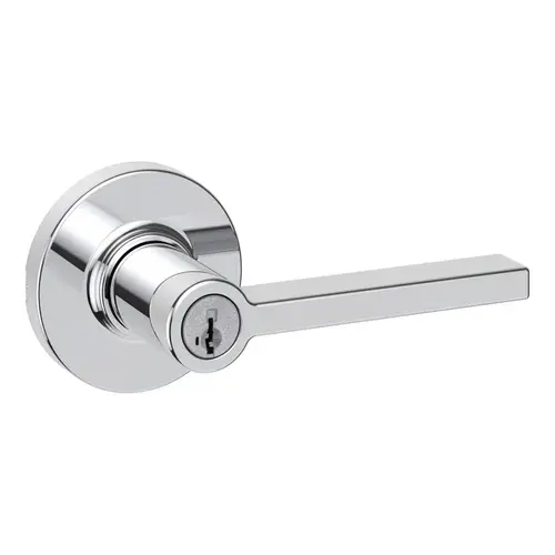 Casey Lever with Round Rose Entry Door Lock SmartKey with 6AL Latch and RCS Strike Bright Chrome Finish