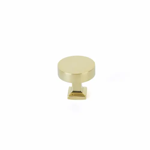 1-1/4" Diameter Haniburton Cabinet Knob with Square Base Unlacquered Brass Finish