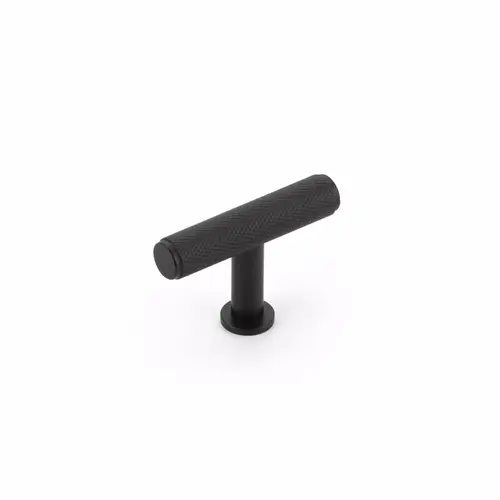 2" Center to Center Pub House Knurled T Cabinet Knob Matte Black Finish