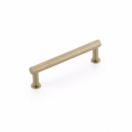 4" Center to Center Pub House Knurled Cabinet Pull Signature Satin Brass Finish