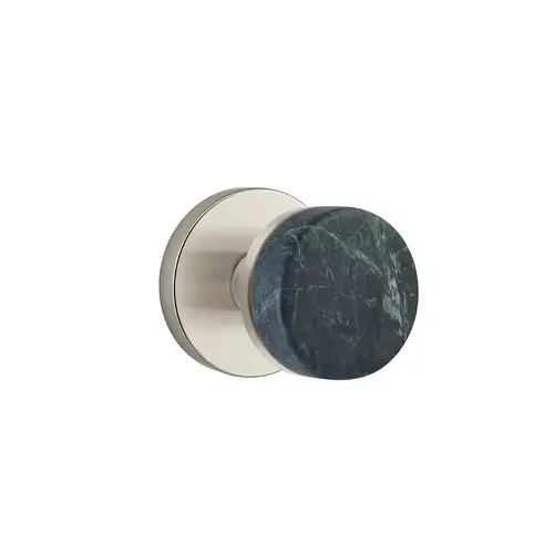 Conical Stem Green Marble Knob 2-3/8" Backset Privacy with Disk Rose for 1-1/4" to 2" Door Satin Nickel Finish