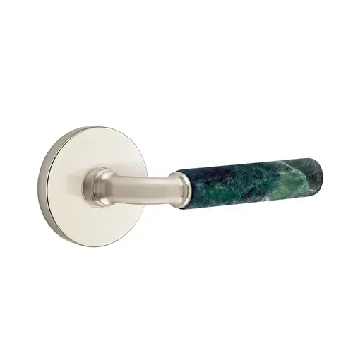 R-Bar Stem Green Marble Lever Right Hand 2-3/8" Backset Privacy with Disk Rose for 1-1/4" to 2" Door Satin Nickel Finish