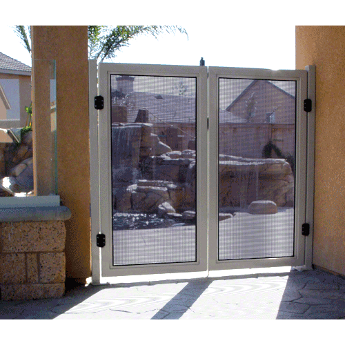 Security Screen Light Gray Finish Swing-In Custom Size Gate - Right Hand