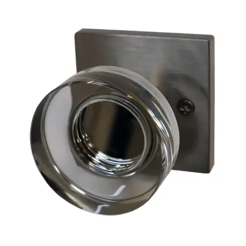 Modern Disc Crystal Knob Passage with Square Rose Satin Nickel Finish