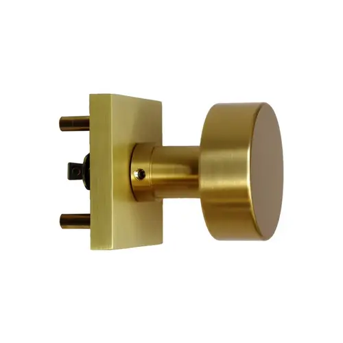 Round Knob Passage with Square Rose Satin Brass Finish