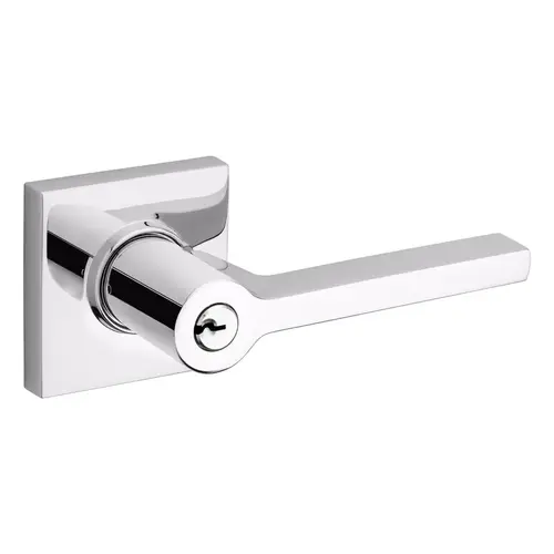 5285 Left Hand Square Lever with Square Rose Emergency Egress Keyed Entry Bright Chrome Finish