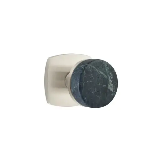 Conical Stem Green Marble Knob 2-3/8" Backset Privacy with Urban Modern Rose for 1-1/4" to 2" Door Satin Nickel Finish