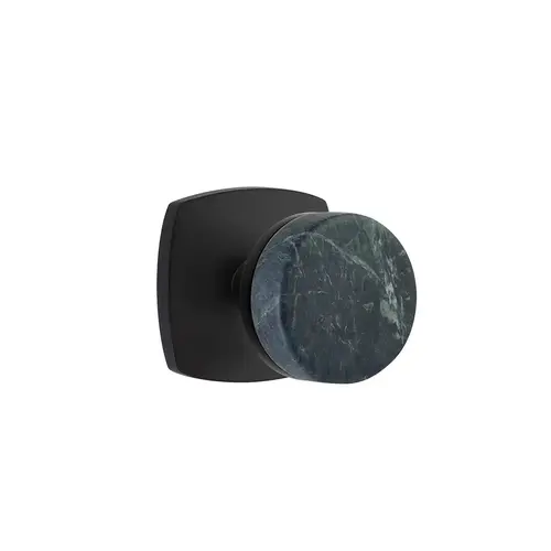 Conical Stem Green Marble Knob 2-3/8" Backset Passage with Urban Modern Rose for 1-1/4" to 2" Door Flat Black Finish