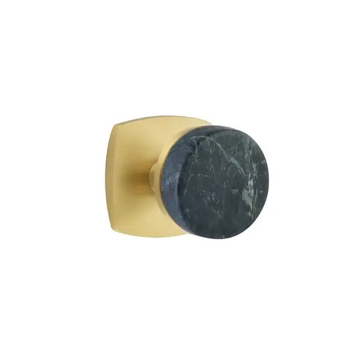 Conical Stem Green Marble Knob 2-3/8" Backset Passage with Urban Modern Rose for 1-1/4" to 2" Door Satin Brass Finish