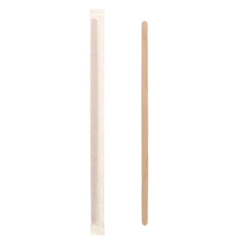 ROYAL R825W Royal 7.5 Inch Individually Wrapped Wood Coffee Stirrer, 500 Each