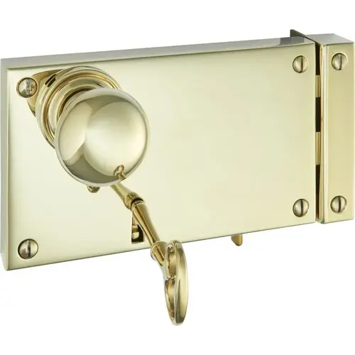 Left Hand 7" Horizontal Entry Rim Lock with Fixed Bit Key Lifetime Brass Finish