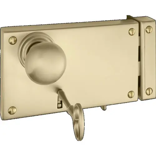Right Hand 7" Horizontal Entry Rim Lock with Fixed Bit Key Vintage Brass Finish