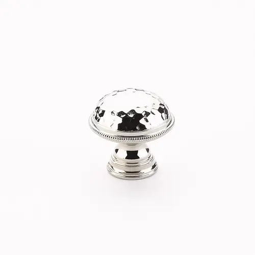 1-1/4" Atherton Hammered Knurled Edge Cabinet Knob Polished Nickel Finish