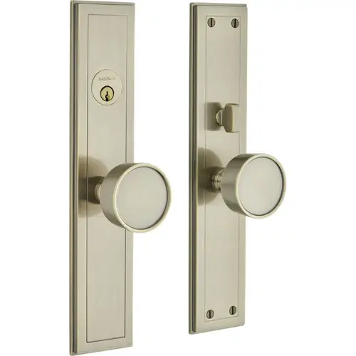 Baldwin 6945050ENTR Hollywood Hills Knob by Knob Single Cylinder Entry Mortise Lock Trim Antique Brass Finish