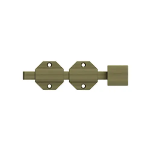 6" Modern Surface Bolt, HD, Solid Brass in Antique Brass