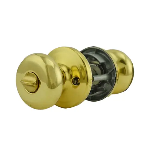 Hancock Knob Entry Door Lock SmartKey with 6AL Latch and RCS Strike Bright Brass Finish