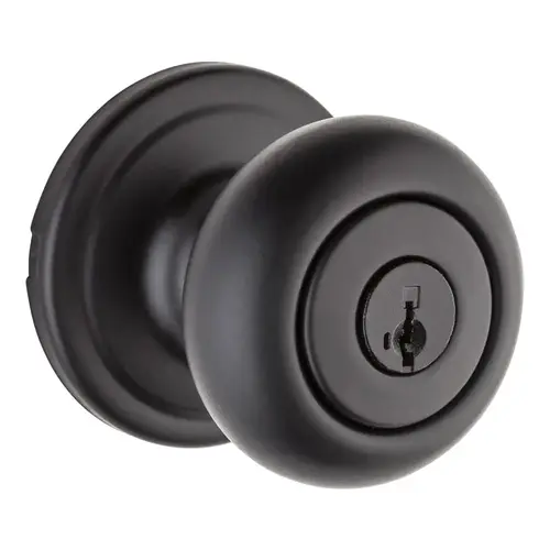 Hancock Knob Entry Door Lock SmartKey with 6AL Latch and RCS Strike Matte Black Finish