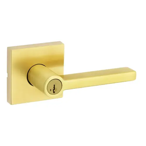 Halifax Lever with Square Rose Entry Door Lock SmartKey with 6AL Latch and RCS Strike Satin Brass Finish