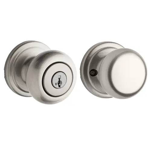 Hancock Knob Vestibule Door Lock SmartKey with 6AL Latch and RCS Strike Satin Nickel Finish