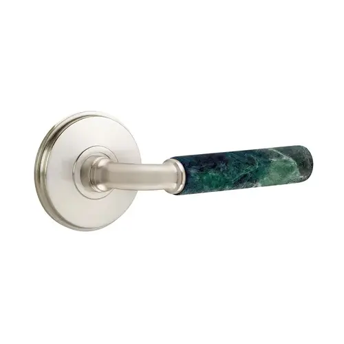 R-Bar Stem Green Marble Lever Right Hand 2-3/8" Backset Privacy with Watford Rose for 1-1/4" to 2" Door Satin Nickel Finish