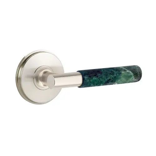 T-Bar Stem Green Marble Lever Right Hand 2-3/8" Backset Privacy with Watford Rose for 1-1/4" to 2" Door Satin Nickel Finish