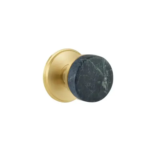 Conical Stem Green Marble Knob 2-3/8" Backset Privacy with Watford Rose for 1-1/4" to 2" Door Satin Brass Finish