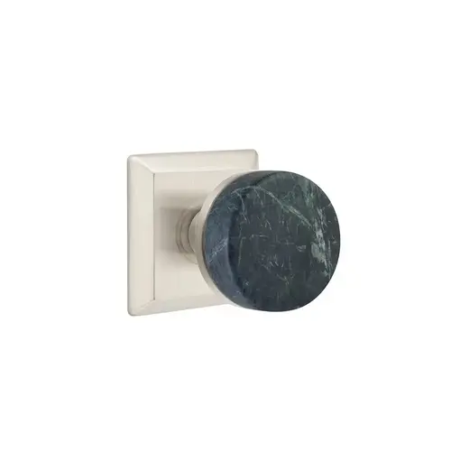 Conical Stem Green Marble Knob 2-3/8" Backset Privacy with Quincy Rose for 1-1/4" to 2" Door Satin Nickel Finish