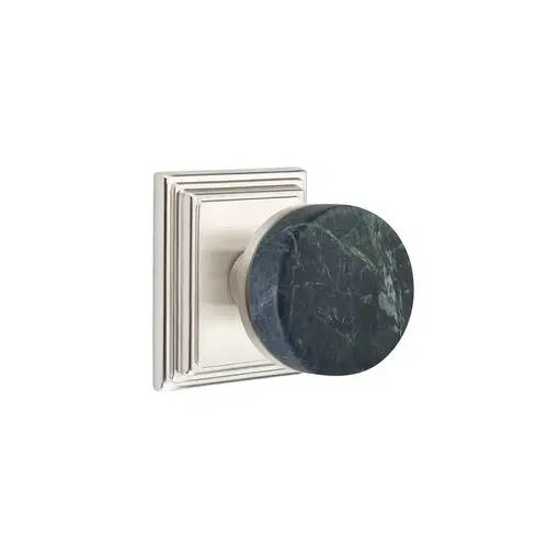 L-Square Stem Green Marble Lever Left Hand 2-3/8" Backset Passage with Wilshire Rose for 1-1/4" to 2" Door Satin Nickel Finish