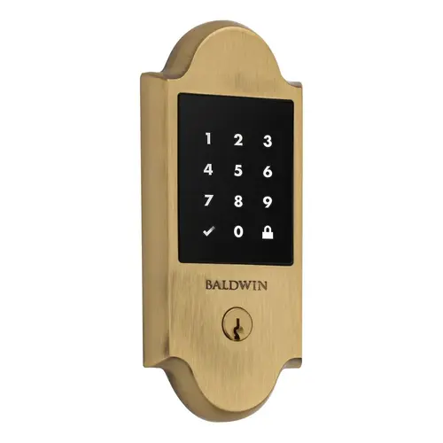 Z-Wave Boulder Touchscreen Deadbolt with Schlage C Keyway Satin Brass and Brown Finish