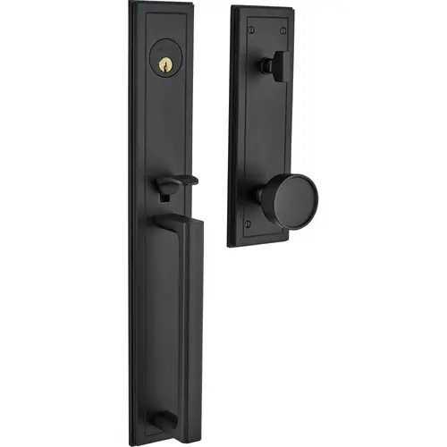 Hollywood Hills Full Escutcheon Tubular Single Cylinder Handleset Satin Black Finish