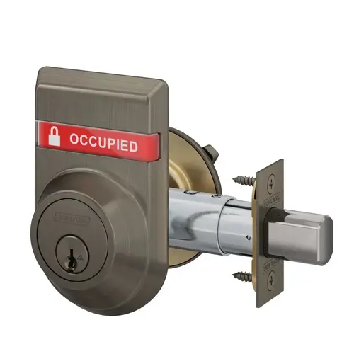 Grade 2 Single Cylinder Deadbolt with C Keyway KD with 12287 Latch and 10094 Strike and Outside Occupied Vacant Indicator Oil Rubbed Bronze Finish