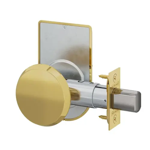 Grade 2 Turn by Blank Plate Deadbolt with 12287 Latch and 10094 Strike and Inside Locked Unlocked Indicator Bright Brass Finish