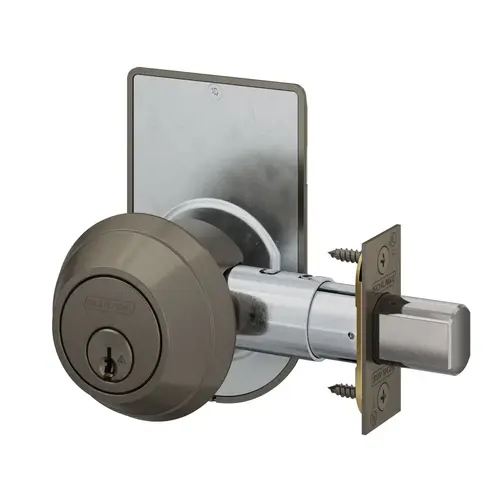 Grade 1 Single Cylinder Deadbolt C Keyway with 12296 Latch and 10094 Strike and Inside Locked Unlocked Indicator Oil Rubbed Bronze Finish