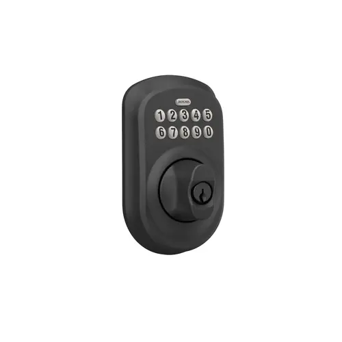 20 Minute Fire Rated Plymouth Electronic Keypad Deadbolt C Keyway with 12397 Latch and 10116 Strike Matte Black Finish