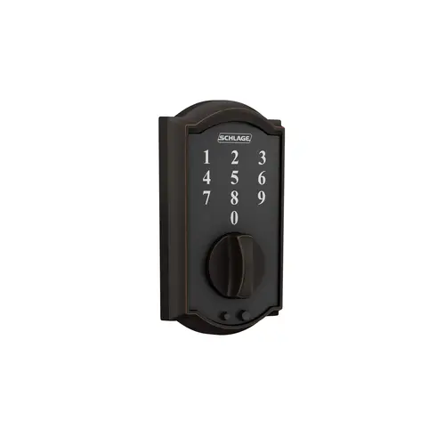 Camelot Keyless Touch Deadbolt with 12287 Latch and 10116 Strike Aged Bronze by Satin Nickel Finish