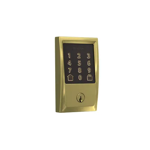 Century Encode Smart Wifi Touchscreen Deadbolt C Keyway with 12351 Latch and 10116 Strike Satin Brass Finish