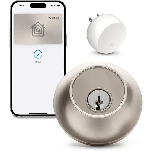 Lock+ Connect Single Cylinder Deadbolt with Smart Level Lock with Wifi and Bluetooth Capacitive Touch Technology with Apple Home, App, and Schlage C Keyway with Adjustable Backset Satin Nickel Finish