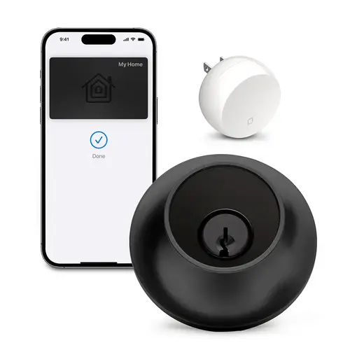 Lock+ Connect Single Cylinder Deadbolt with Smart Level Lock with Wifi and Bluetooth Capacitive Touch Technology with Apple Home, App, and Schlage C Keyway with Adjustable Backset Matte Black Finish