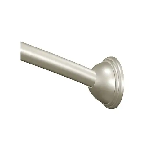 Adjustable Curved Shower Rod from 54" to 72" with Pivot Flange Brushed Nickel Finish