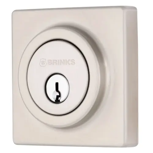 Mendocino Series Contemporary Square Single Cylinder Deadbolt with 4 Way Adjustable Backset Satin Nickel Finish