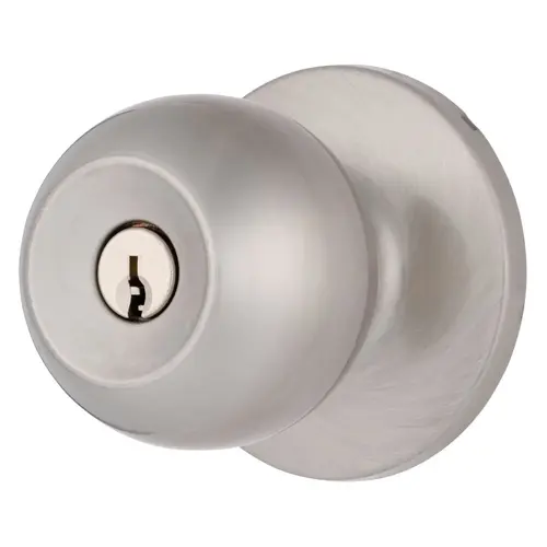 Raleigh Series Keyed Entry Transitional Ball Knob and Round Rose with 4 Way Adjustable Latch and Round Corner Full Lip Strike Matte Black Finish Satin Nickel