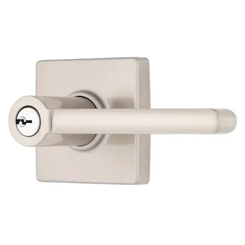 Mendocino Series Keyed Entry Contemporary Lever and Square Rose with 4 Way Adjustable Latch and Round Corner Full Lip Strike Tuscan Bronze Finish Satin Nickel