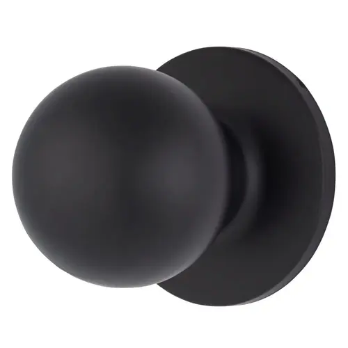 Brinks E2425122 Raleigh Series Passage Transitional Ball Knob and Round Rose with 4 Way Adjustable Latch and Round Corner Full Lip Strike Satin Nickel Finish Matte Black